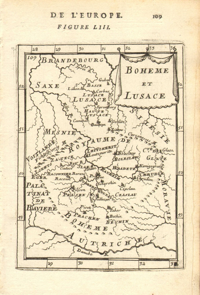 CZECH REPUBLIC Bohême (Bohemia) Lusace (Lusatia, Lausitz) Čechy. MALLET 1683 map